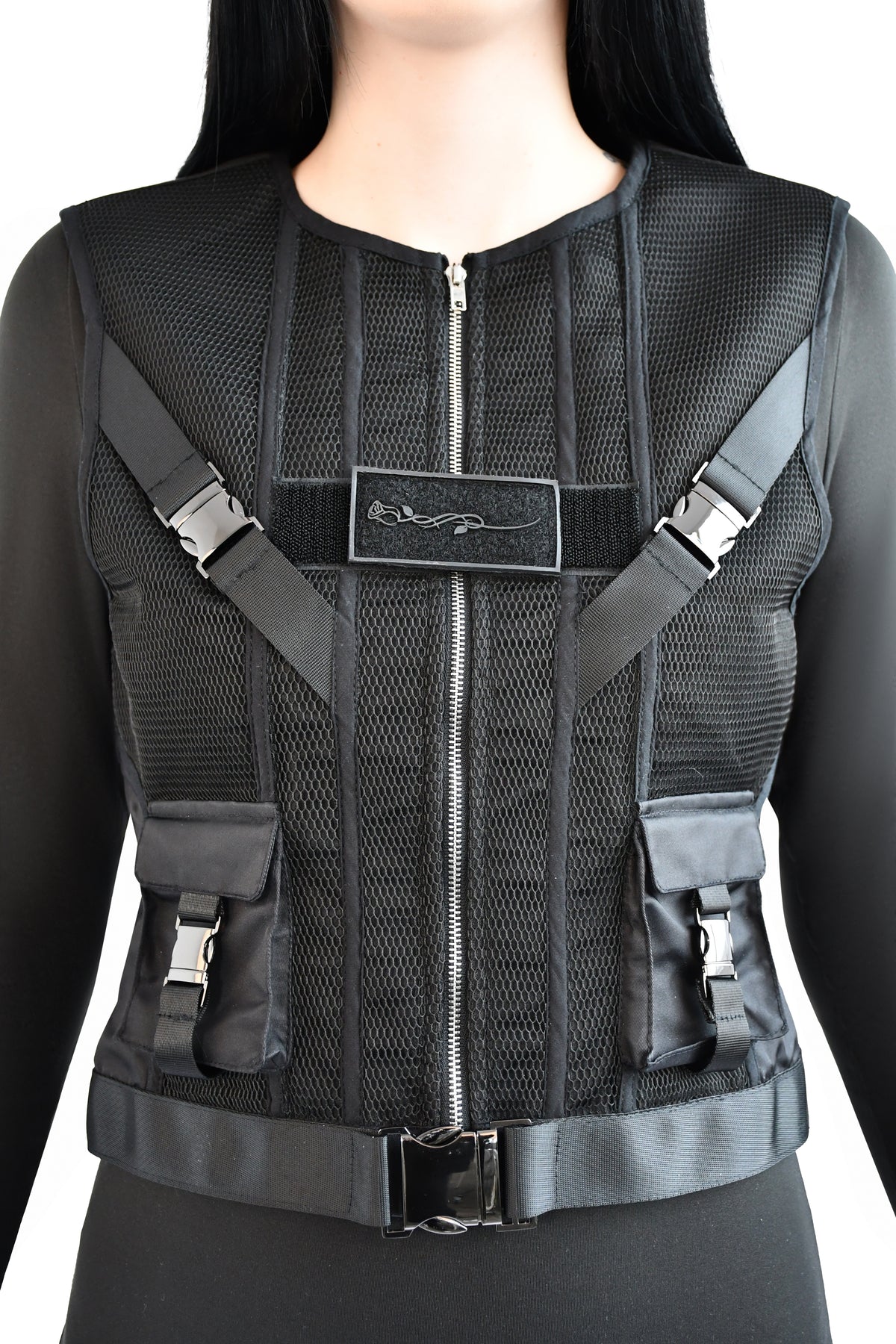 Mesh Rave Gillet Madame Patrôn Tactical Mesh Utility Gilet | Statement Layering Piece