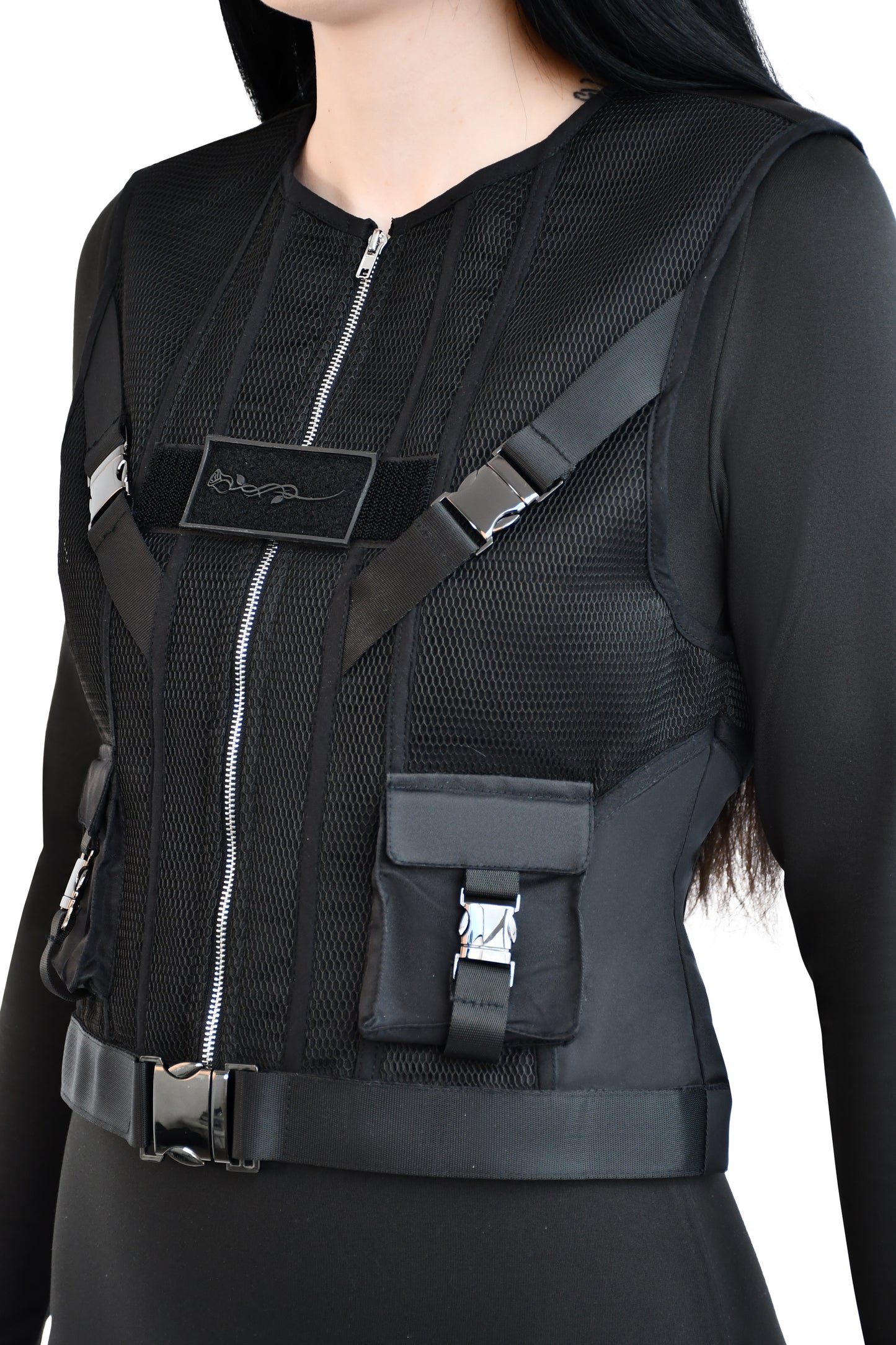 Women's Tactical Mesh Vest with Straps and Utility Pockets