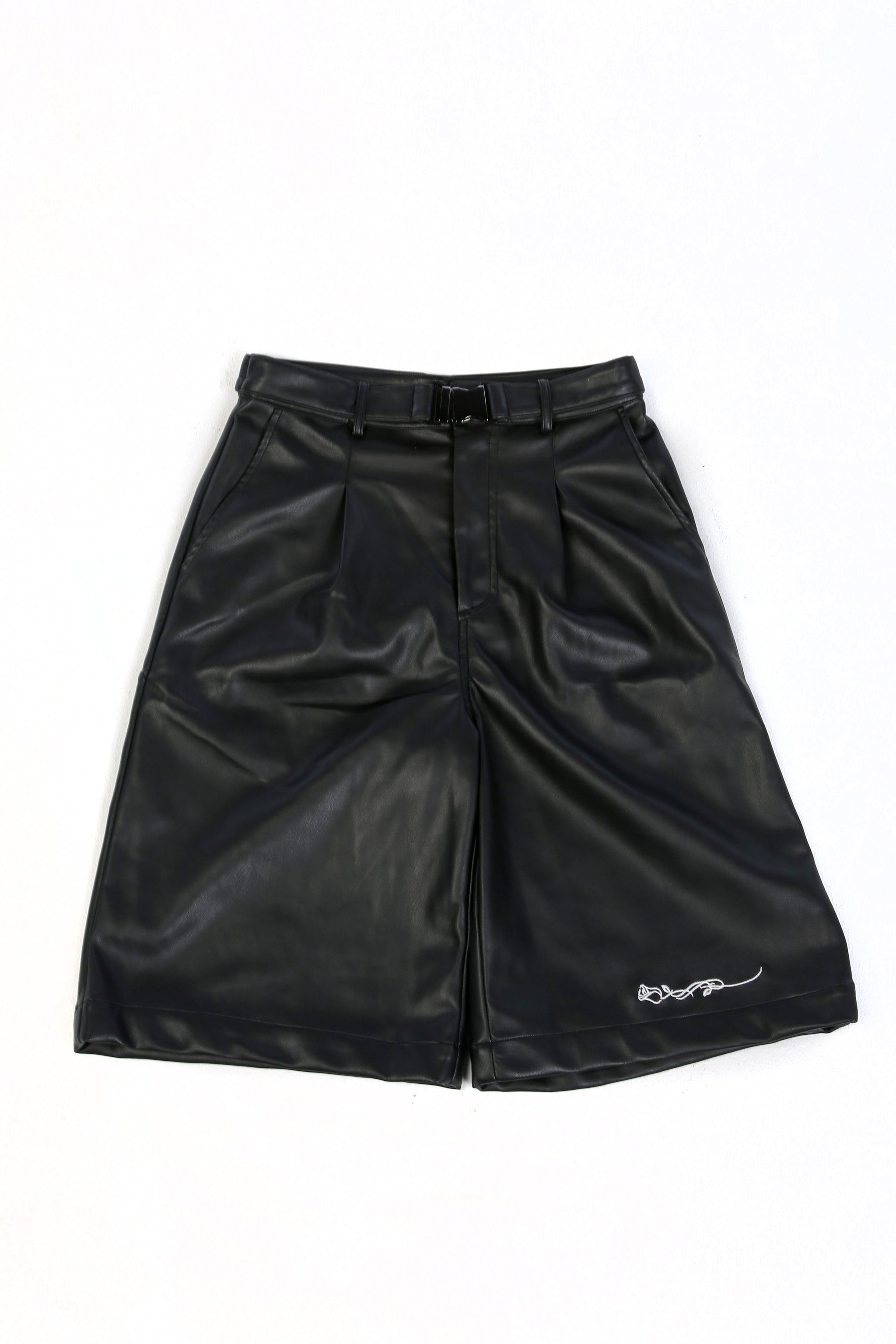 ショートパンツ Msgm Shorts In Black Faux Leather With Darts Joau Men Plus Size Black Leather Shorts, Men's Punk Retro